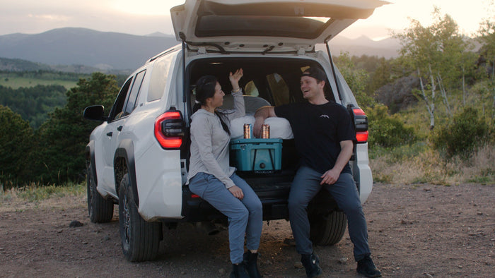 Car camping cooler in tailgate mode